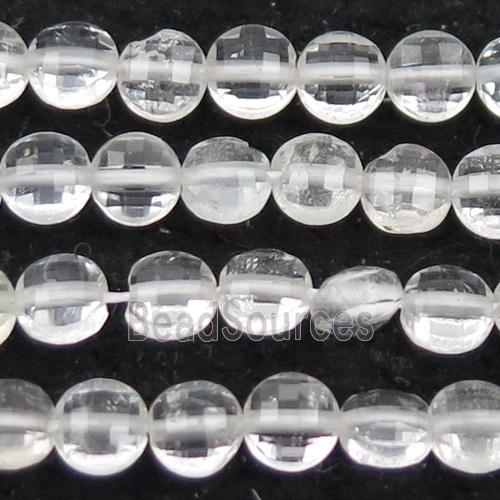 white Topaz Beads, faceted circle