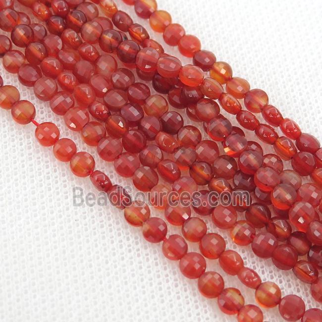 natural red Carnelian Agate Beads, faceted circle