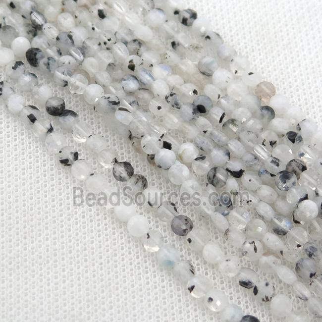 white MoonStone Beads, faceted coin