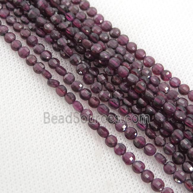 purple Garnet Beads, faceted coin