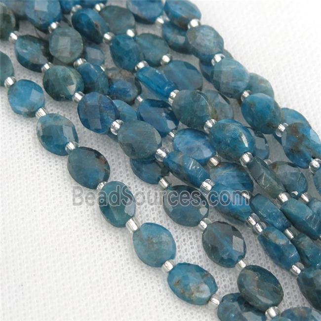 blue Apatite Beads, faceted oval