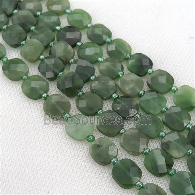 green Canadian Chrysoprase Beads, faceted square