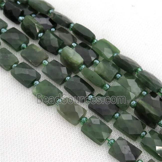 green Canadian Chrysoprase Beads, faceted rectangle