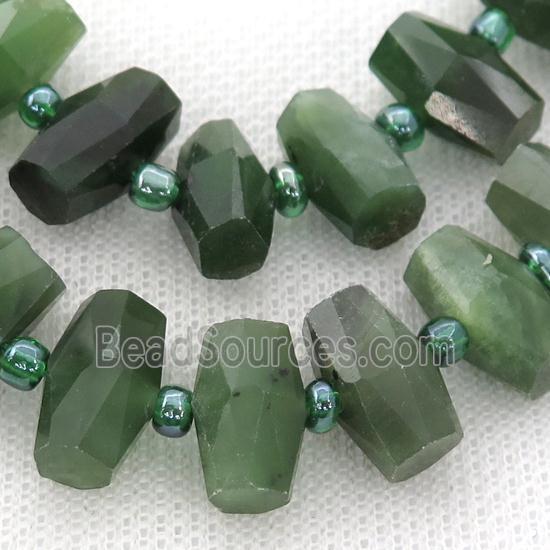 green Canadian Chrysoprase Beads, faceted barrel