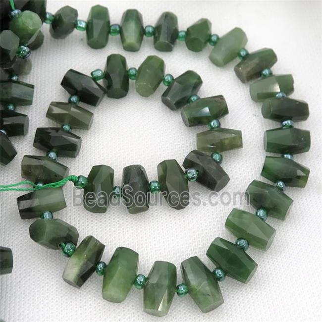 green Canadian Chrysoprase Beads, faceted barrel