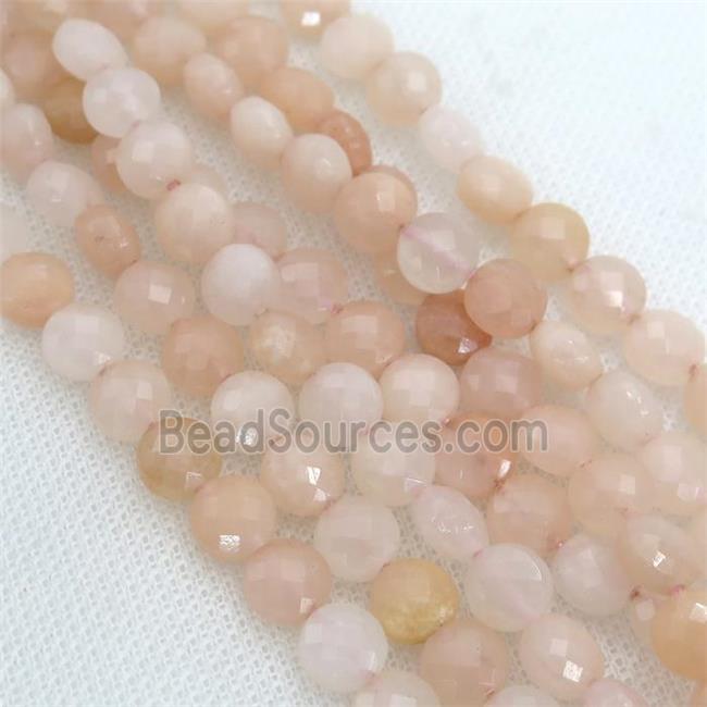 pink Aventurine Beads, faceted coin