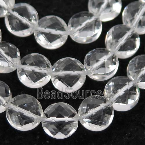 Clear Quartz Beads, faceted circle