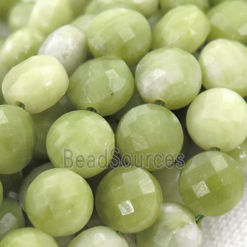 olive Chrysoprase Beads, faceted coin