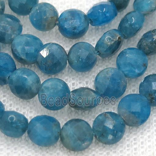 blue Apatite Beads, faceted circle