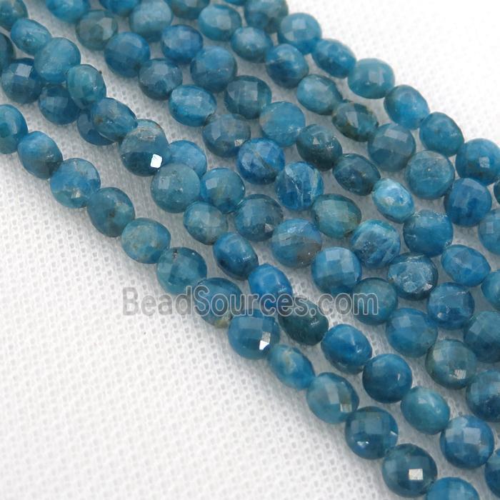 blue Apatite Beads, faceted circle
