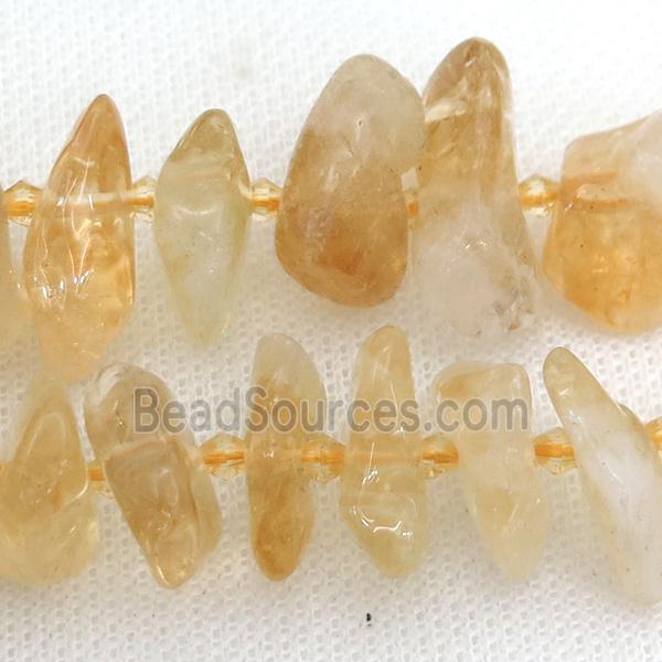 Natural Citrine Beads Nugget Yellow Freeform