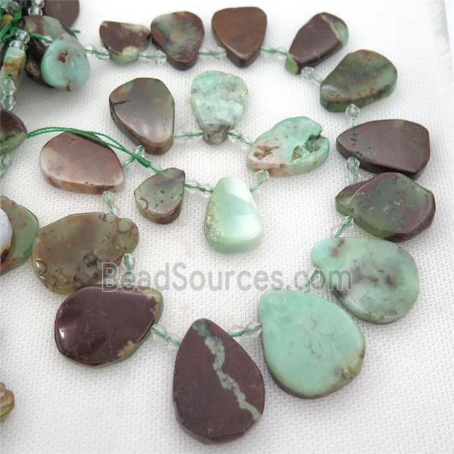 green Australian Chrysoprase teardrop beads