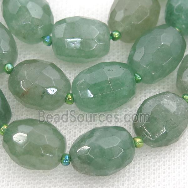 green Strawberry Quartz beads, faceted freeform