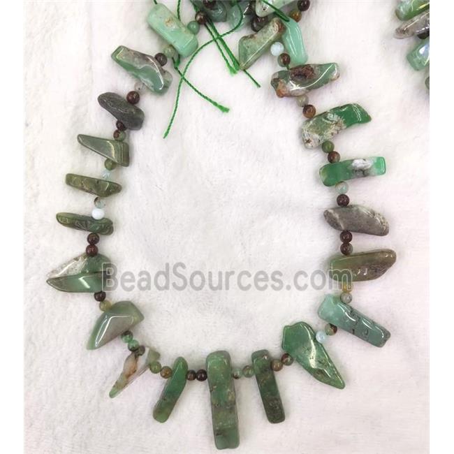 green Australian Chrysoprase stick beads