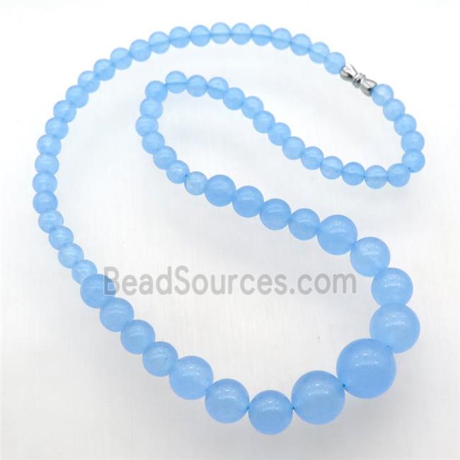 lt.blue Malaysia Jade Necklaces with screw clasp