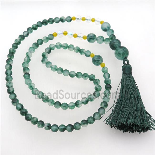 dichromatic Malaysia Jade Necklaces with tassel