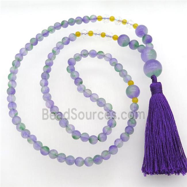 dichromatic Malaysia Jade Necklaces with tassel