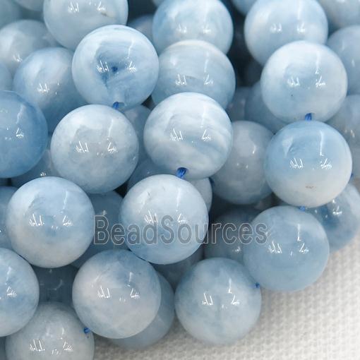 blue Aquamarine Beads, round