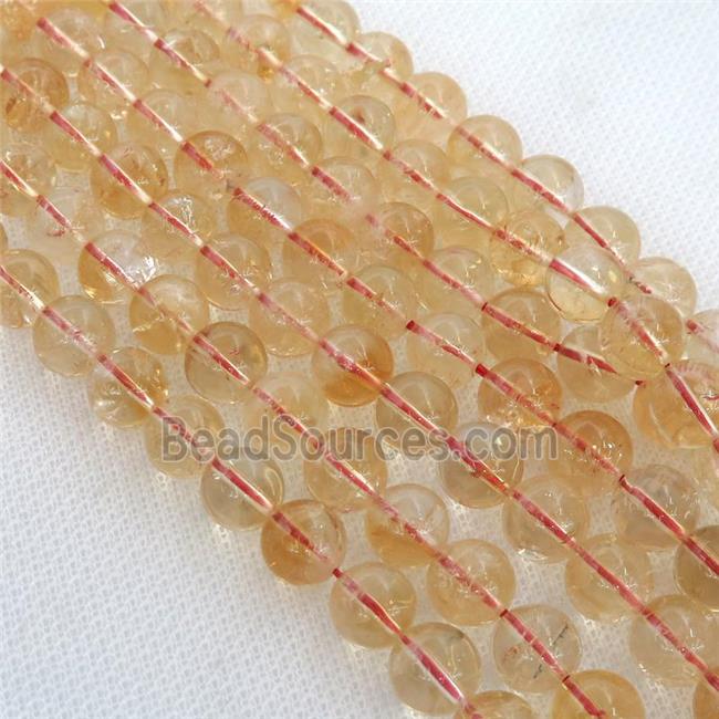 natural Citrine Beads, round, lt.yellow