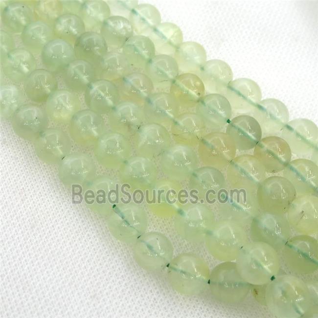 green Prehnite Beads, round, A-grade