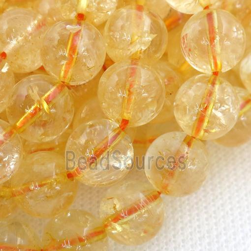 round Citrine Beads, yellow treated