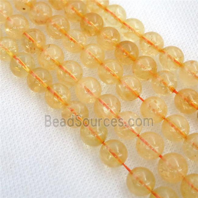 round Citrine Beads, yellow treated