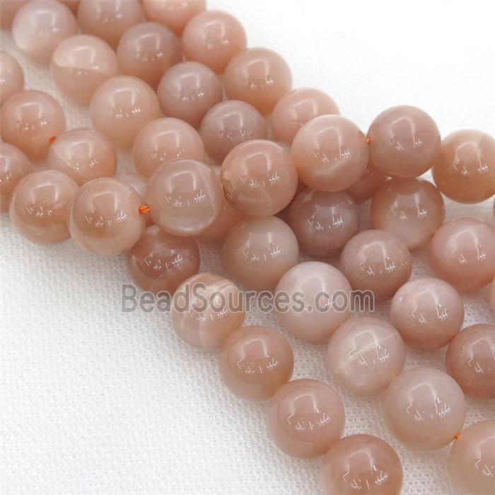 peach MoonStone Beads, round, A-grade