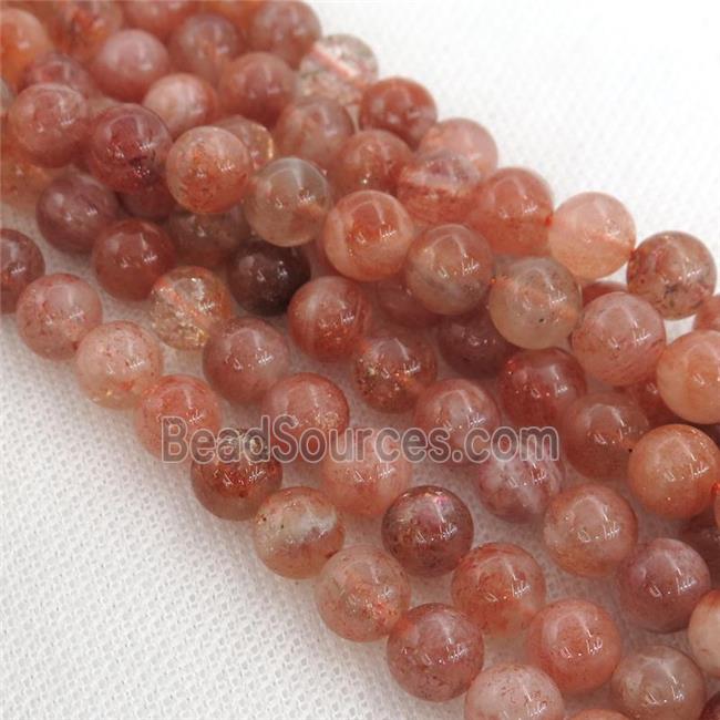 orange SunStone Beads, round, A-grade