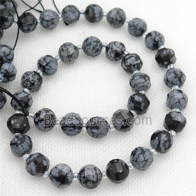 black Snowflake Jasper lantern Beads