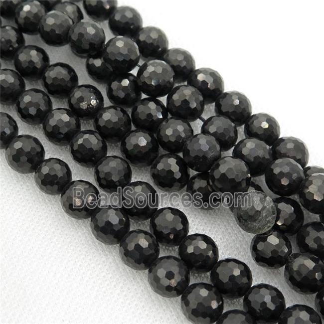 black Coal Crystal Beads, faceted round