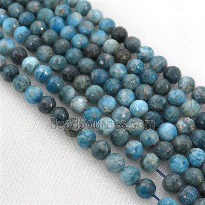 blue Apatite Beads, faceted round