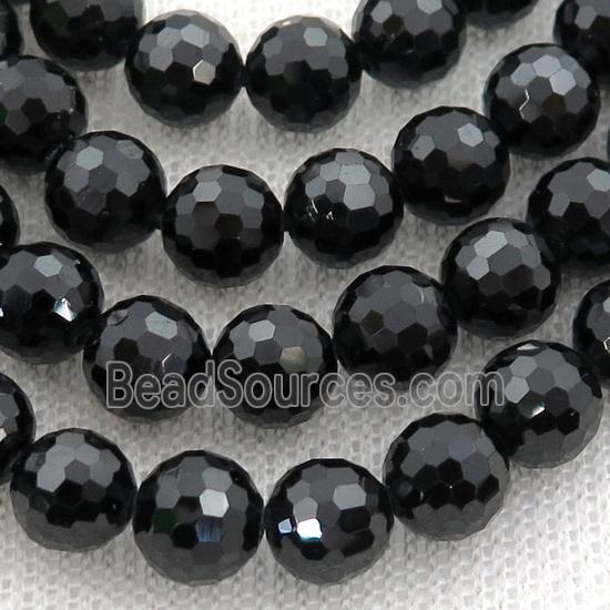 Natural Black Spinel Beads Faceted Round