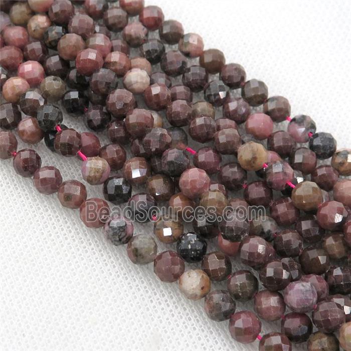 Rhodonite Beads, faceted round