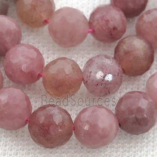 Strawberry Quartz Beads, faceted round