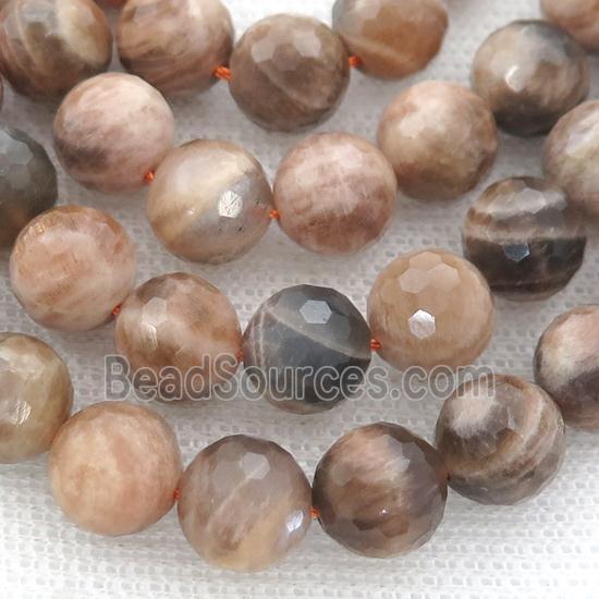 black SunStone Beads, faceted round