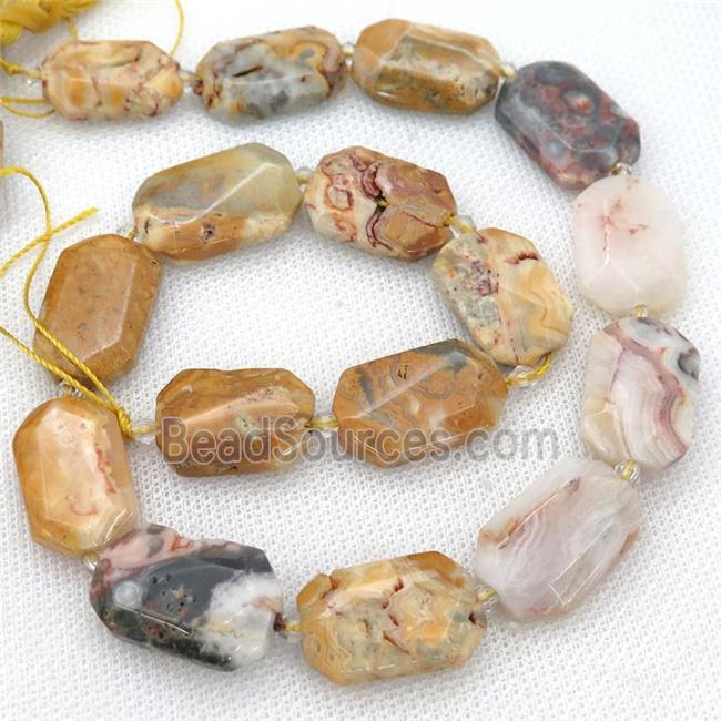 yellow Crazy Agate Beads, faceted rectangle