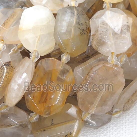 Landscape Quartz Beads, faceted rectangle