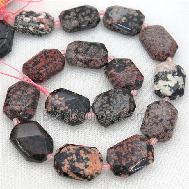 red Snowflake Jasper Beads, faceted rectangle