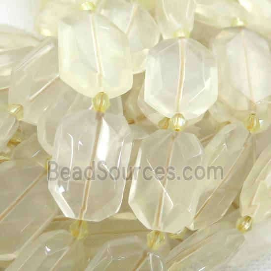 Lemon Quartz Beads, faceted rectangle