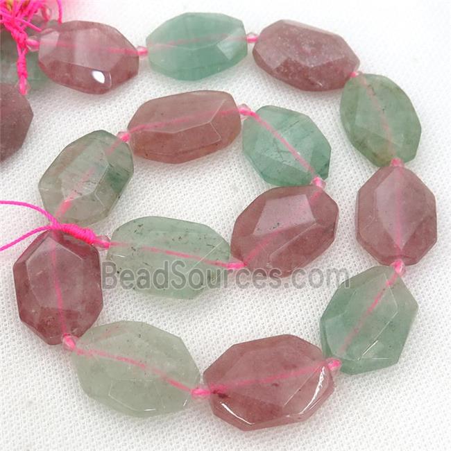 Strawberry Quartz Beads, faceted rectangle, mixed