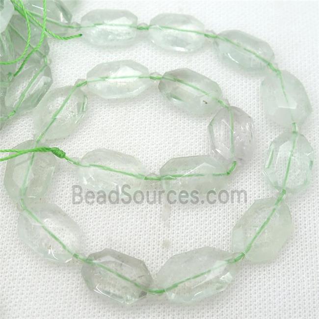 Green Quartz Beads, faceted rectangle