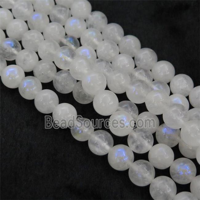 white MoonStone Beads, round, electroplated