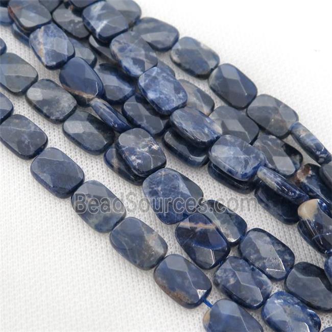 blue Sodalite Beads, faceted rectangle