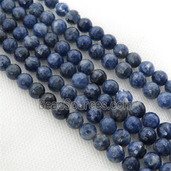 blue Sodalite Beads, faceted round