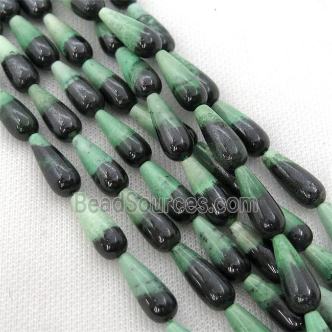 South African Hydrogrossular Beads, teardrop, green