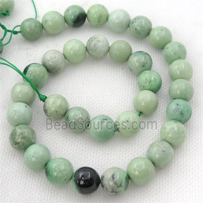 Natural South African Garnet Hydrogrossular Beads Green Smooth Round