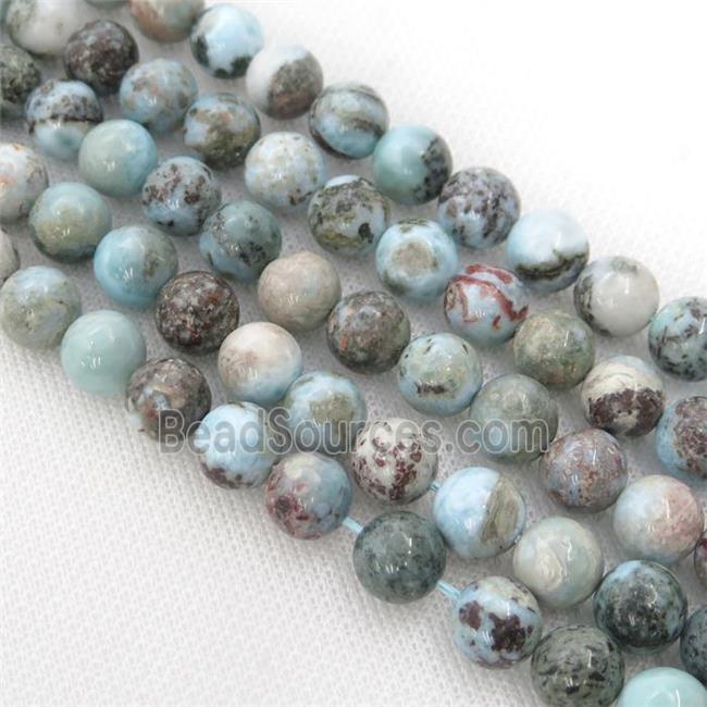 Natural Larimar Beads Smooth Round C-grade