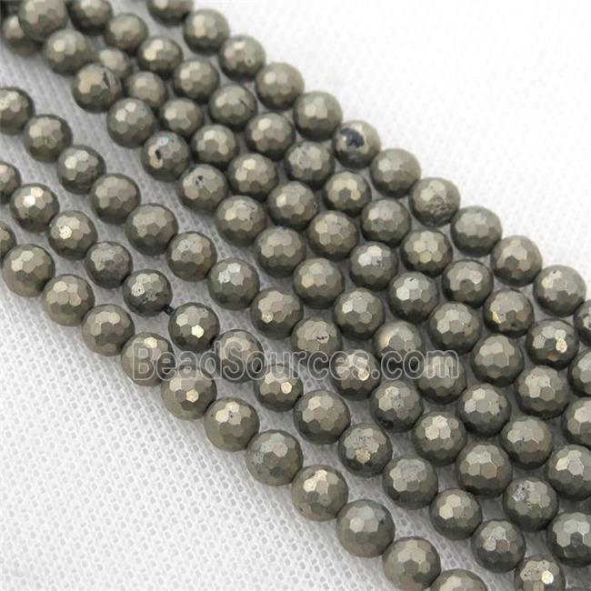 Pyrite Beads, faceted round