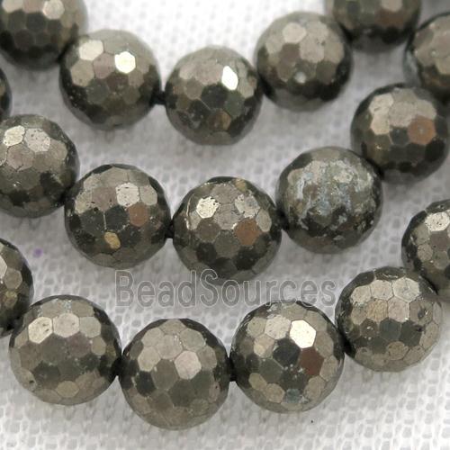 faceted round Pyrite Beads