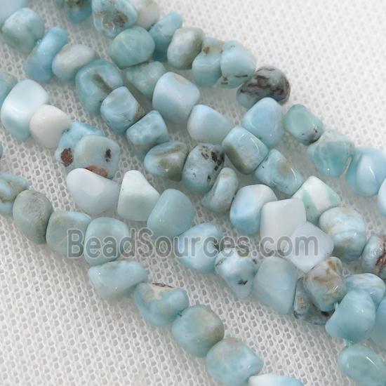 blue Larimar chip Beads, B-grade, freeform